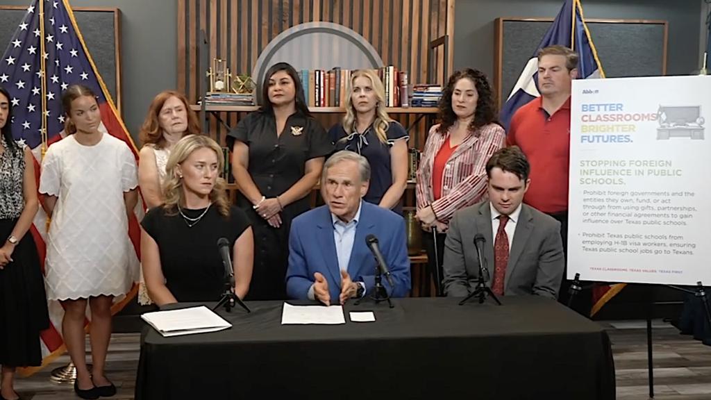 Abbott Unveils Plan to Bar Foreign Influence, H-1B Workers in Texas Schools
